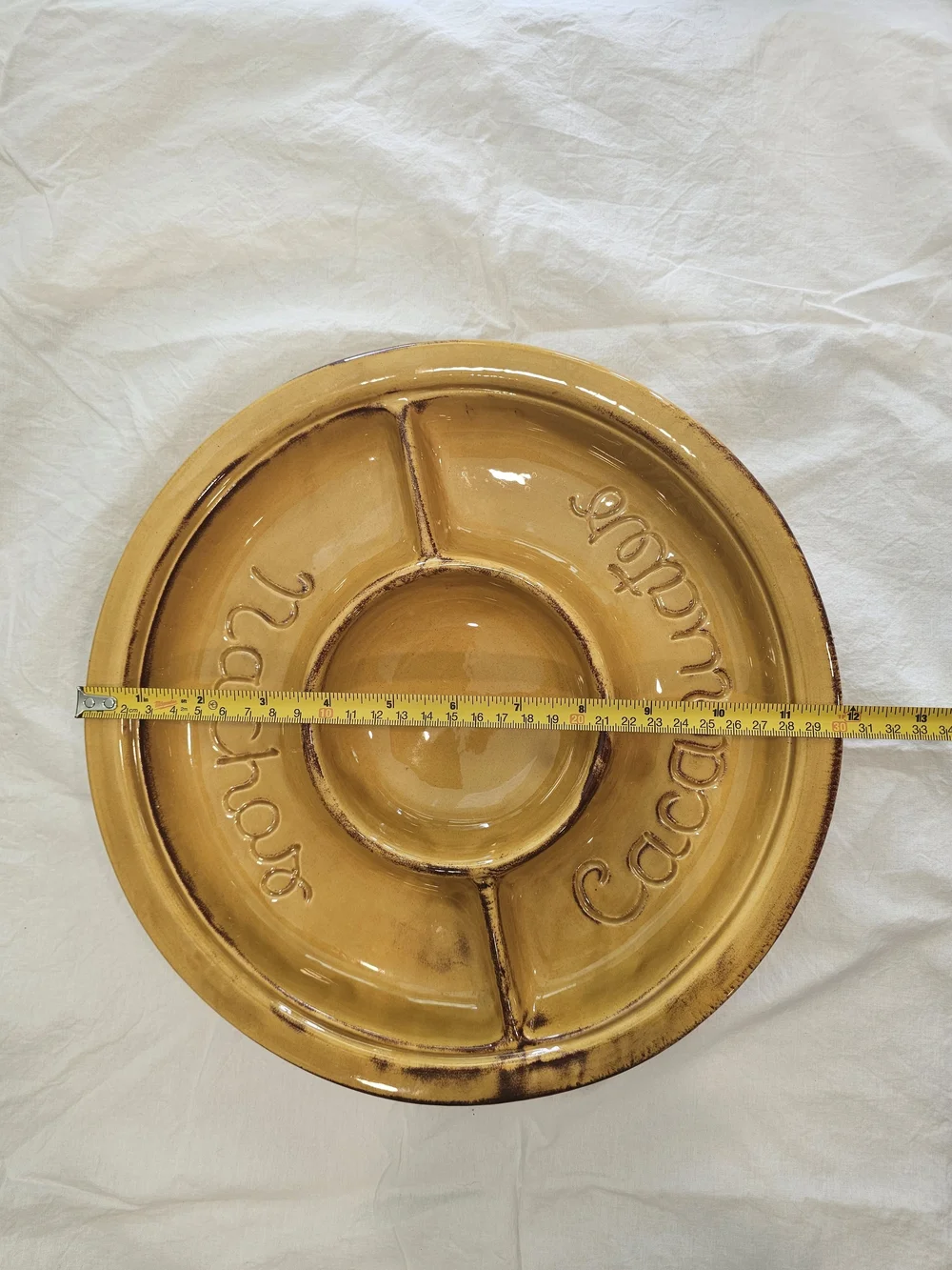 Vintage California Pottery Yellow Serving Plate, 